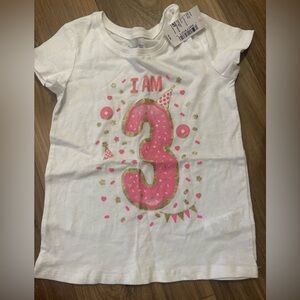 The Children's Place White and Pink 'I Am 3' Tee